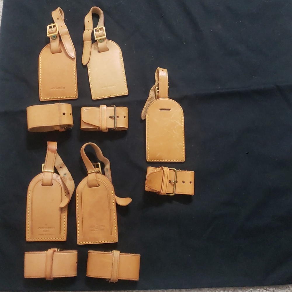 Auth Louis Vuitton Vachetta Luggage Tag w Handle